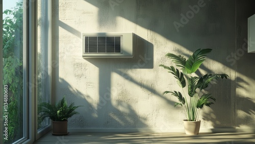 Wallpaper Mural Modern, sunlit room with AC unit Torontodigital.ca