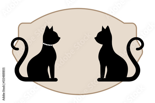 Cats shop logo template. label design elements for pet shop, zoo shop, pets care. Animal Sticker with copy space for your text. Vector illustration isolated on white background