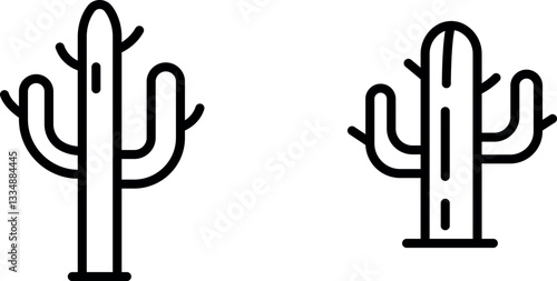 "Saguaro Cactus Icon – Iconic Desert Plant Symbol in Vector Style"