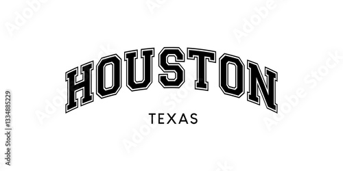 HOUSTON Texas City Name Arched Retro Vintage Lettering Vector Design	