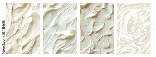 Vector pattern set of dynamic swirling white strokes on a creamy off-white background