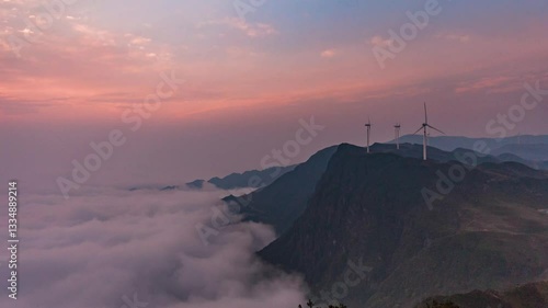 wind turbine at sunset