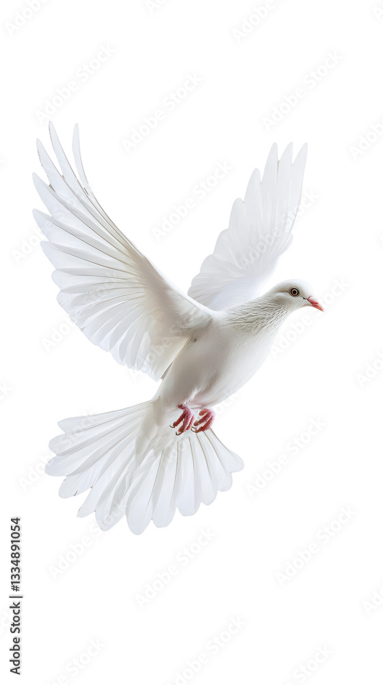 Elegant White Bird in Flight with Beautiful Feather Spread Elegant White Bird in Flight with Beautiful Feather Spread