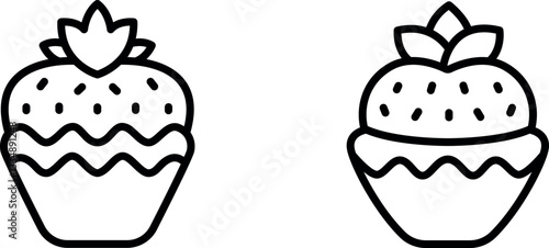 "Strawberry Shortcake Icon – Classic and Fruity Layered Dessert Symbol in Vector Style"