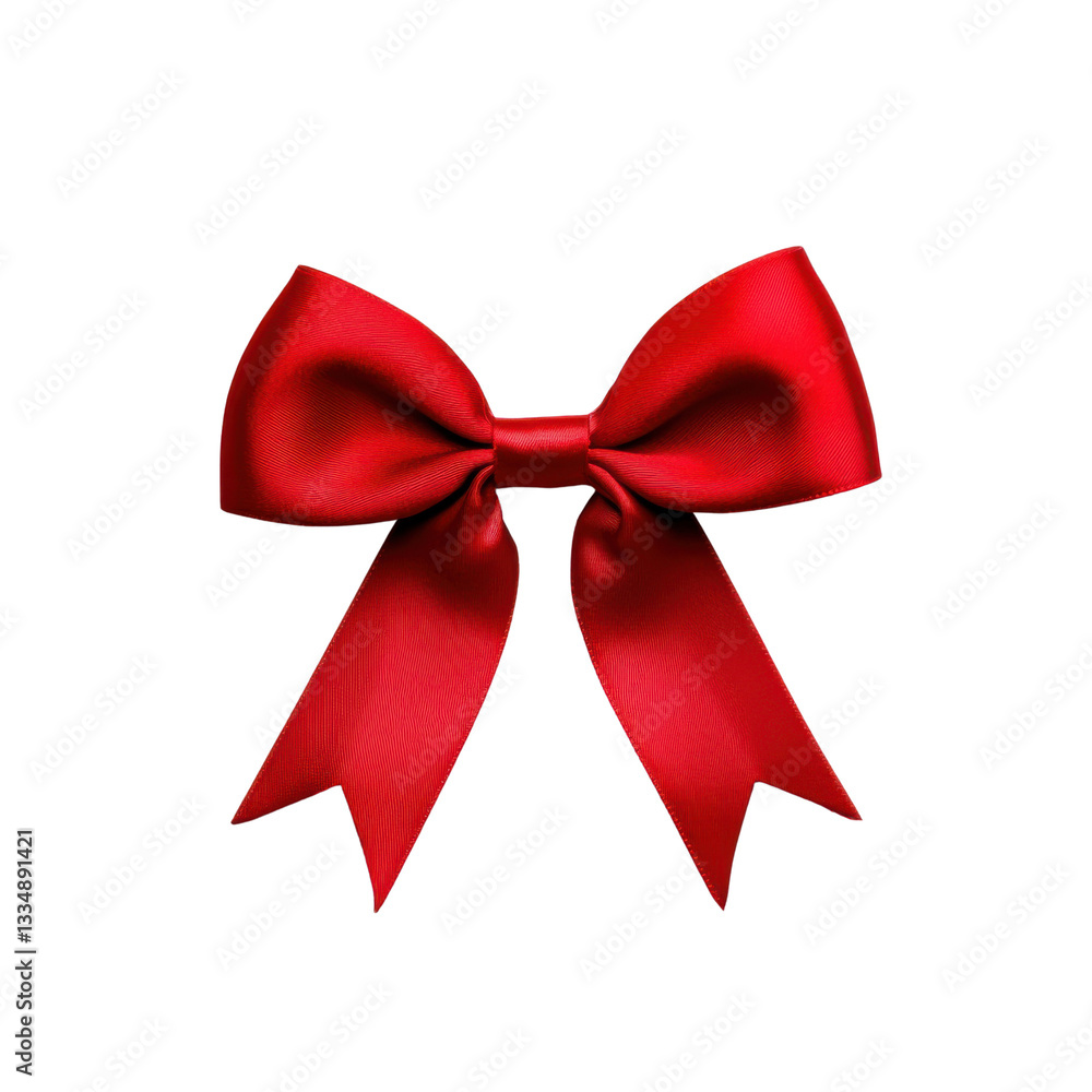 Fototapeta premium Red Satin Bow for Gift Wrapping and Festive Decorations