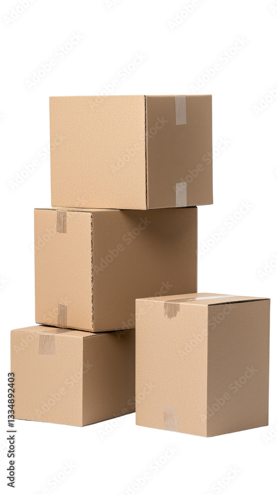 Stacked Brown Cardboard Boxes for Shipping and Moving Purposes Stacked Brown Cardboard Boxes for Shipping and Moving Purposes