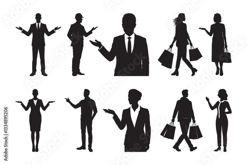 Business and professional people silhouettes in various poses