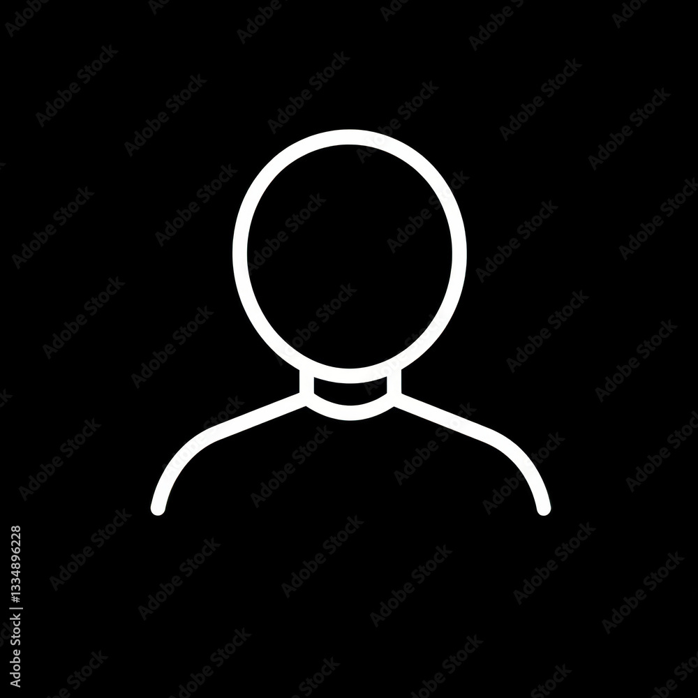 Person icon in black background: simple and minimalist design of a human figure in silhouette, representing concepts of identity, communication, and technology. Person icon in black background: simple and minimalist design of a human figure in silhouette, representing concepts of identity, communication, and technology.