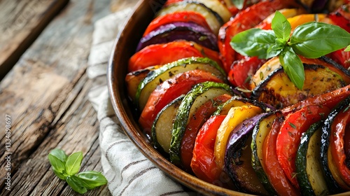 Close up of ratatouille with vibrant colors