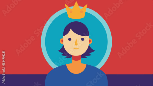 Mirror Reflection An individual gazing into a large ornate mirror with an exaggeratedly confident smile and a crown above their head symbolizing selfadmiration and vanity.