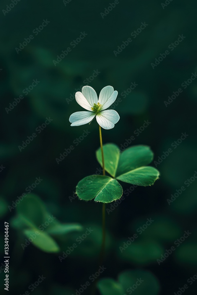 Graceful four-leaf clover flower, digitally crafted for use in lucky or decorative botanical projects. Graceful four-leaf clover flower, digitally crafted for use in lucky or decorative botanical projects.