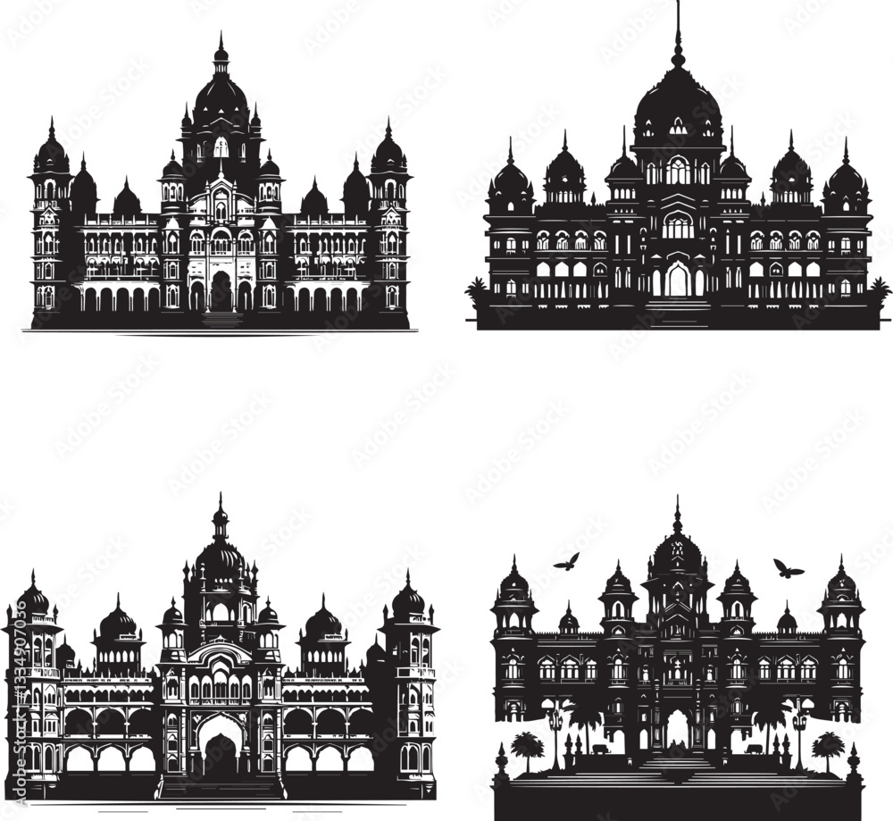 Fototapeta premium palace silhouette vector set 