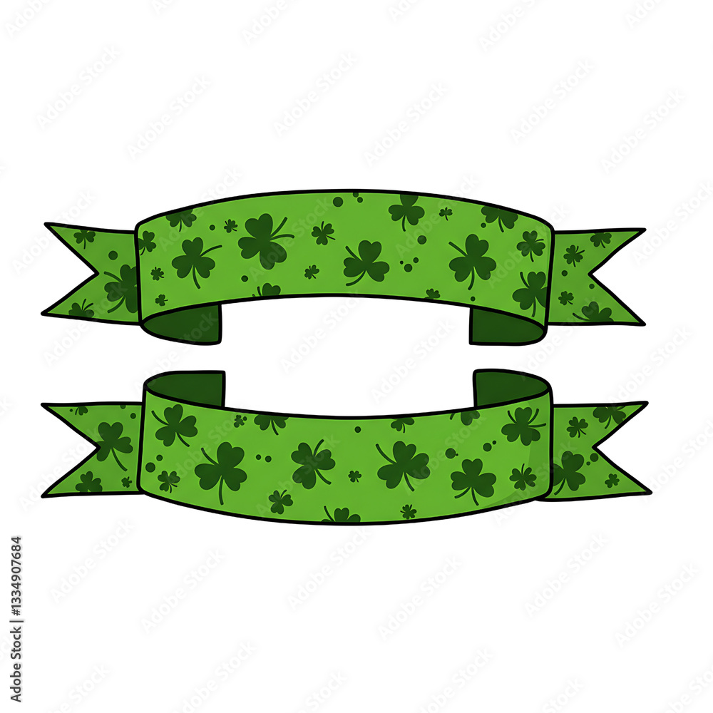 Obraz premium St patrick's day green shamrock ribbon banner vector illustration graphic design