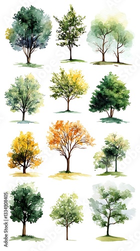 Watercolor Trees Collection