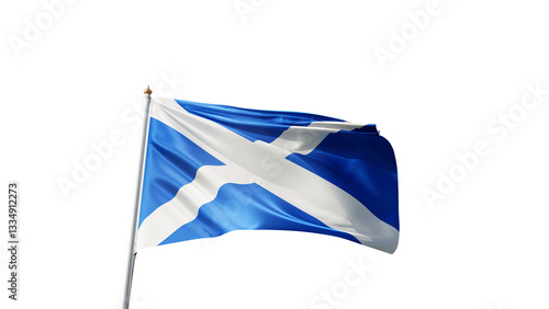 Quadro su tela Flag of scotland with no background, transparent png, flag on a flag pole waving