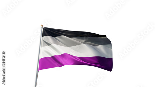 asexual pride flag on a transparent background, waving in the wind, lgbt flag with no background, tall flagpole, lgbtqia, queer, symbol of the ace pride, tolerance, love, transparent png, alpha