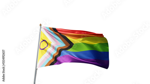 Foto intersex inclusive pride flag on a transparent background, waving in the wind, l