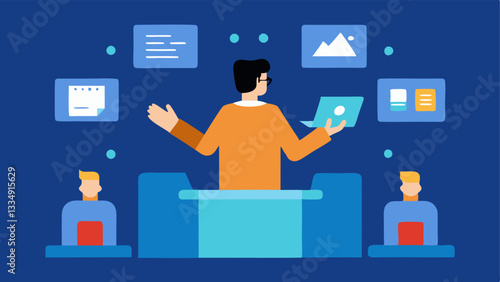 Remote Event Planning A project manager using AR to organize an event layout with virtual participants providing feedback on seating arrangements and stage setup in realtime.