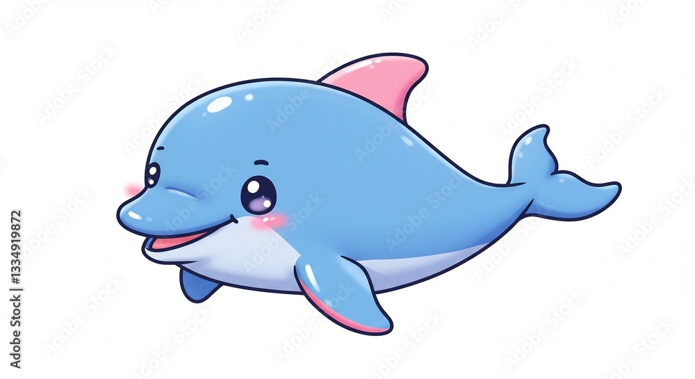 愛らしいイルカのイラスト 優しい光輝く 穏やかな海. AI Generated 愛らしいイルカのイラスト 優しい光輝く 穏やかな海. AI Generated