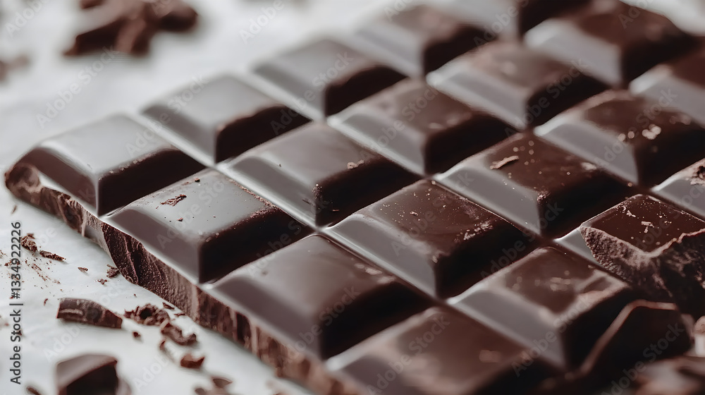 A close up of a chocolate bar with a bite taken out of it. The chocolate is dark and has a rich, almost bitter taste A close up of a chocolate bar with a bite taken out of it. The chocolate is dark and has a rich, almost bitter taste