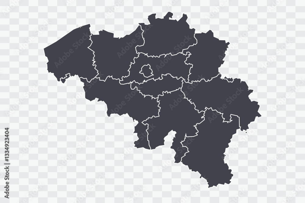 Fototapeta premium Belgium Map Anchor Color on White Background quality files Png