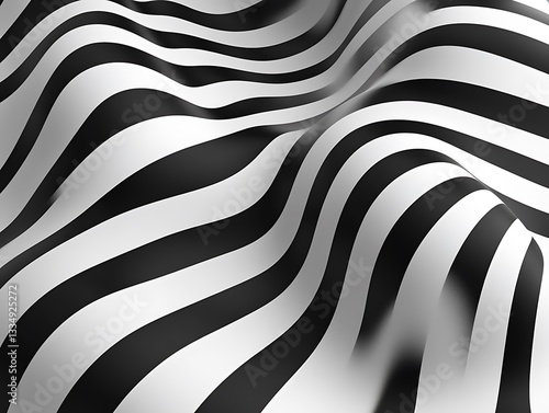 Wallpaper Mural Wavy black white stripes, abstract background Torontodigital.ca
