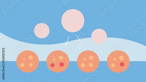 Pigment Regulation A visual demonstrating how exosomes help even out skin tone with patches of hyperpigmented skin lightening as exosomes interact with them.