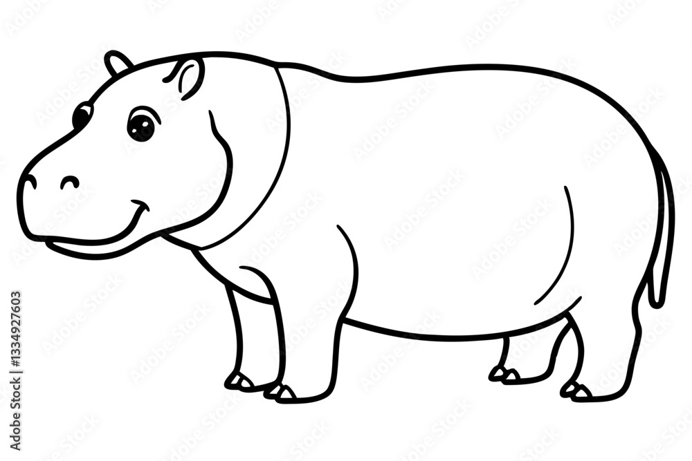 Abstract Hippo Line Drawing Abstract Hippo Line Drawing