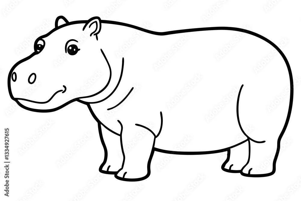 Abstract Hippo Line Drawing Abstract Hippo Line Drawing