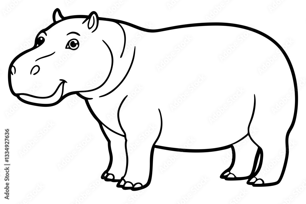Abstract Hippo Line Drawing Abstract Hippo Line Drawing