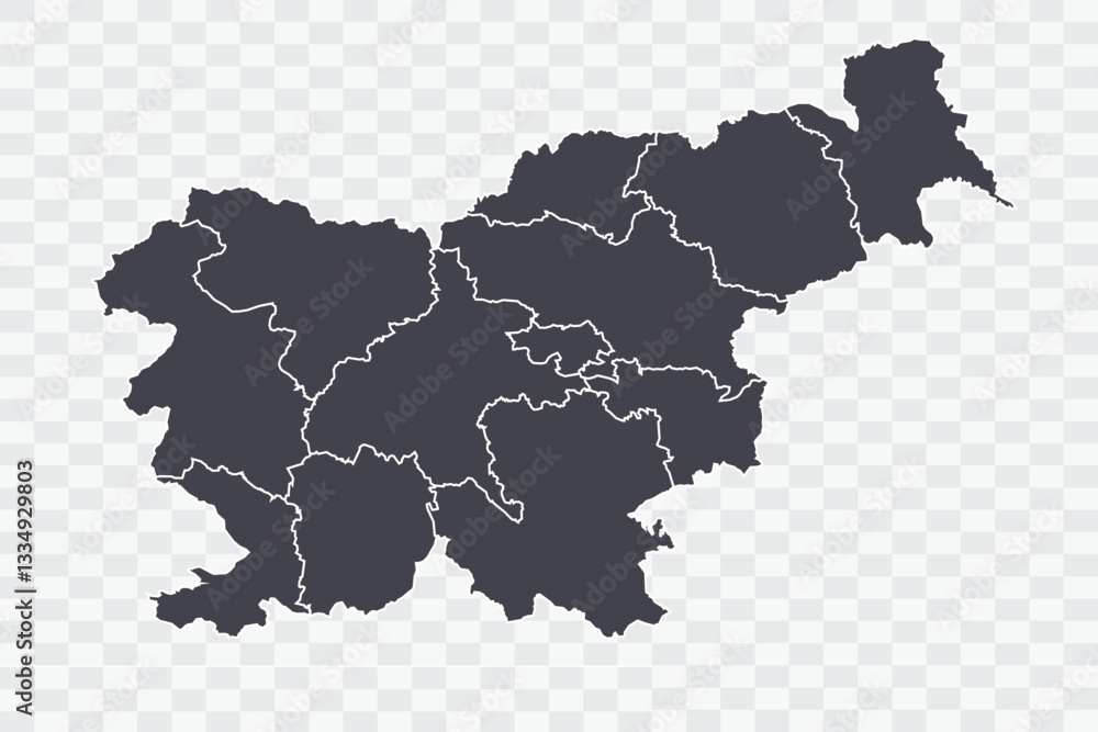 Fototapeta premium Slovenia Map Anchor Color on White Background quality files Png
