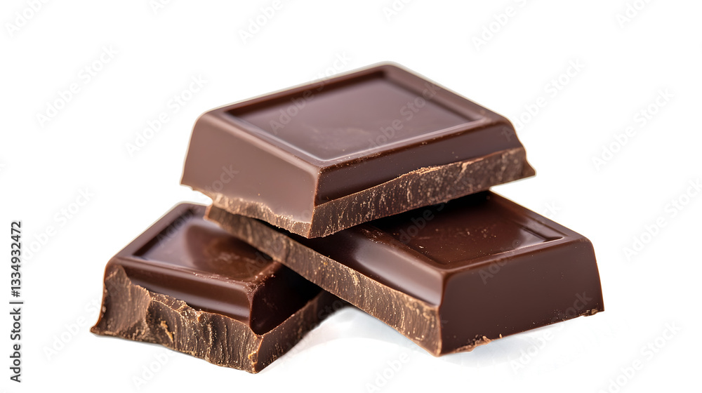 Three pieces of chocolate stacked on top of each other Three pieces of chocolate stacked on top of each other