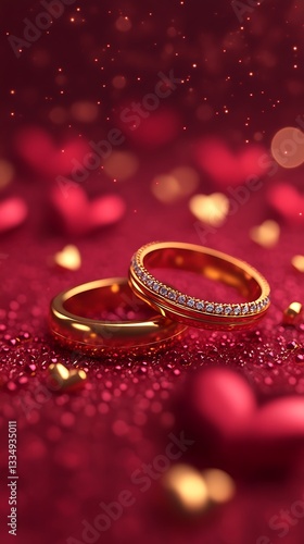Wallpaper Mural Wedding rings, hearts, romantic, love Torontodigital.ca