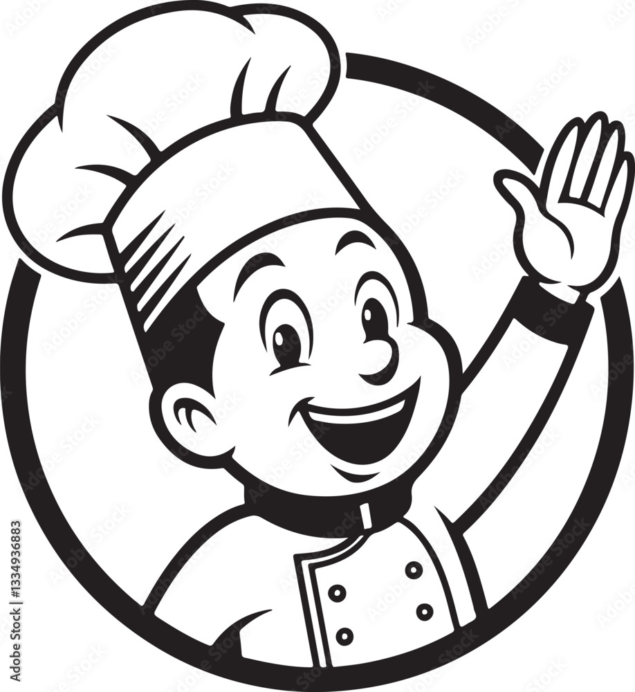 Friendly Cartoon Chef in a Circle Design Friendly Cartoon Chef in a Circle Design