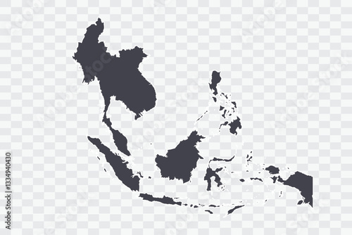 Southeast Asia Map Anchor Color on White Background quality files Png