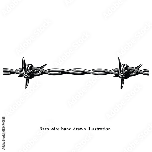 Barb wire illustration. Barb wire hand drawn illustration. Barb wire drawing
