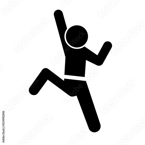 Simple bouldering person silhouette. Vector.
