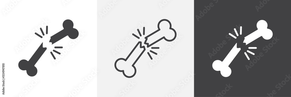 Bone break icons in Thin line black color. flat simple vector symbols illustration. Bone break icons in Thin line black color. flat simple vector symbols illustration.