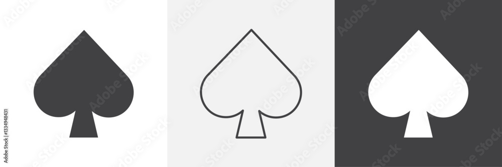 Card-spade icons in Thin line black color. flat simple vector symbols illustration. Card-spade icons in Thin line black color. flat simple vector symbols illustration.