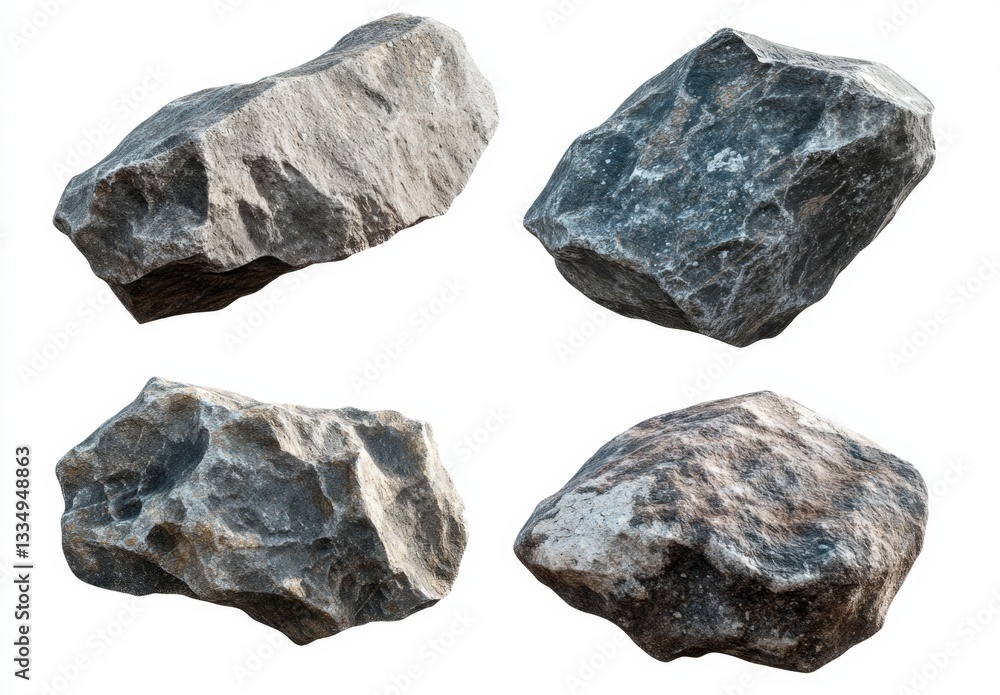 Four Assorted Rocks Isolated on White Four Assorted Rocks Isolated on White