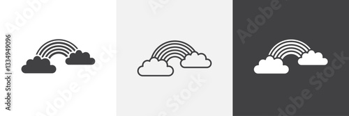 Cloud rainbow icons in Thin line black color. flat simple vector symbols illustration.