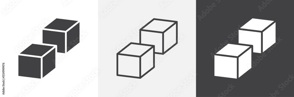 Cubes icons in Thin line black color. flat simple vector symbols illustration. Cubes icons in Thin line black color. flat simple vector symbols illustration.