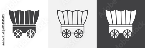 Covered wagon icons in Thin line black color. flat simple vector symbols illustration.