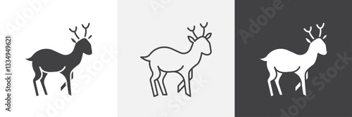 Deer icons in Thin line black color. flat simple vector symbols illustration.