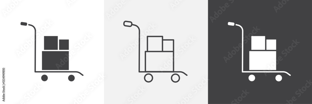 Dolly flatbed icons in Thin line black color. flat simple vector symbols illustration. Dolly flatbed icons in Thin line black color. flat simple vector symbols illustration.