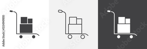 Dolly flatbed icons in Thin line black color. flat simple vector symbols illustration.