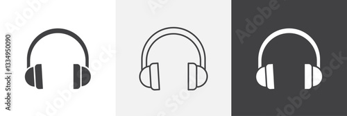 Ear muffs icons in Thin line black color. flat simple vector symbols illustration.