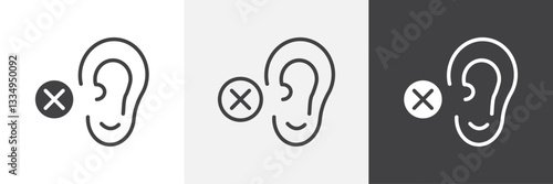 Ear deaf icons in Thin line black color. flat simple vector symbols illustration.