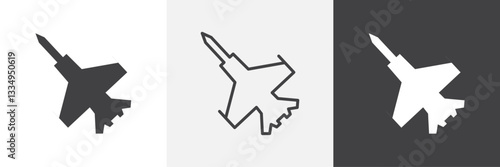 Fighter jet icons in Thin line black color. flat simple vector symbols illustration.