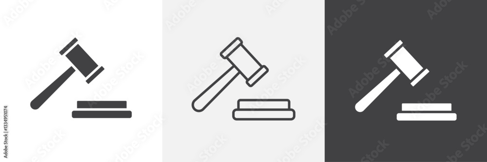 Gavel icons in Thin line black color. flat simple vector symbols illustration. Gavel icons in Thin line black color. flat simple vector symbols illustration.